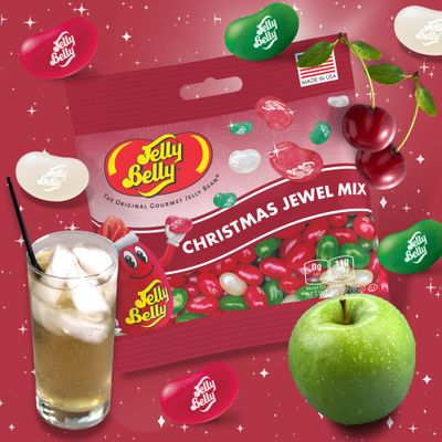 Needzo Christmas Jelly Beans, Holiday Favorites and Jewel Mix Assorted Flavor Candy, Egg Nog, Chocolate Pudding, Cream Soda, and Very Cherry, Shareable Bagged Candies, Pack of 2
