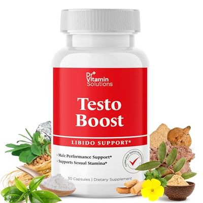 Dr. Vitamin Testo Boost Supplement for Men - Stamina, Endurance Energy Enhancement - Male Testosterone Booster w Fenugreek, Tribulus, Tongkat Ali, Horny Goat Weed - 30 Capsules