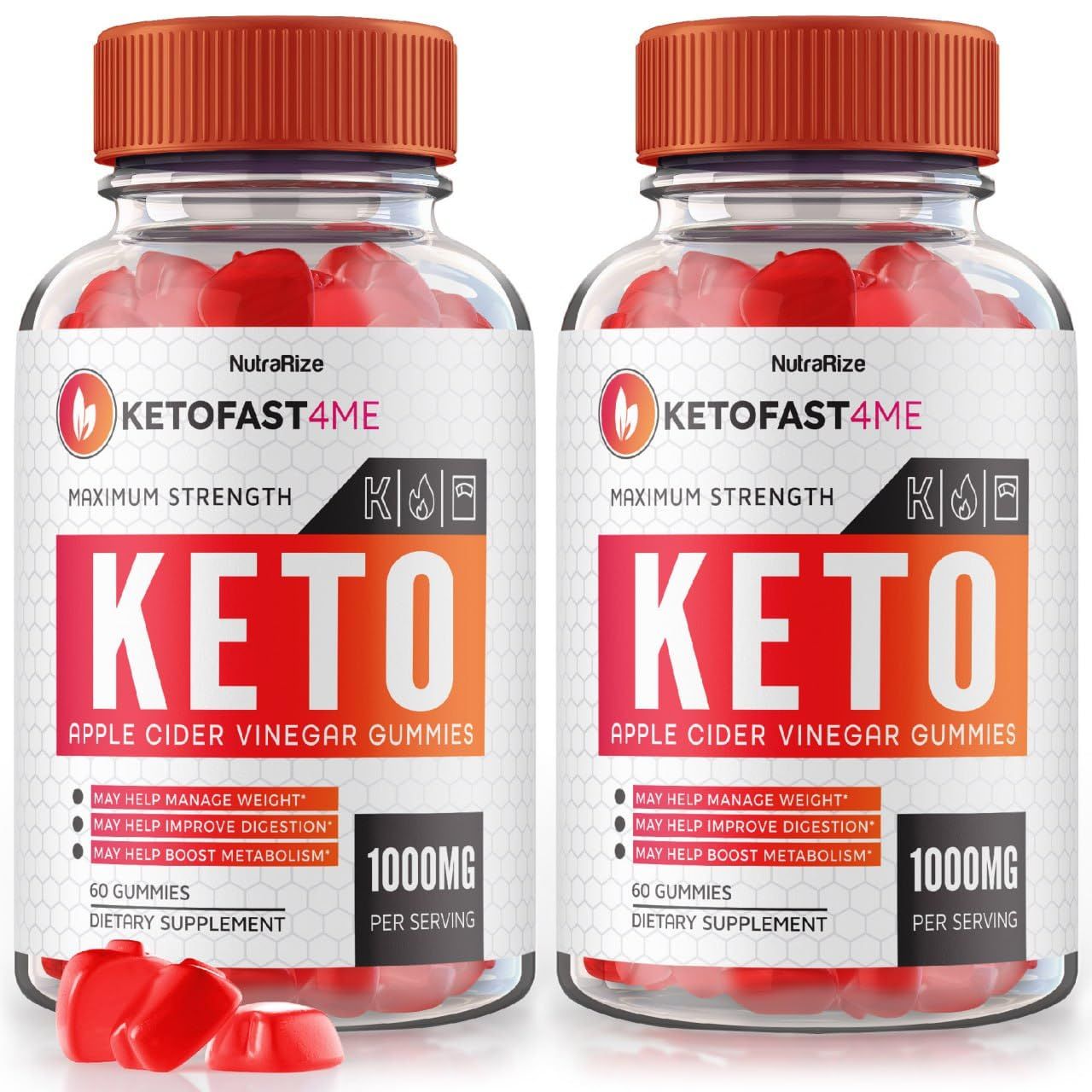 NutraRize Pack of 2 KetoFast4ME ACV Gummies for Advanced Weight Loss, Maximum Strength Supplement, Keto Fast 4 ME Gomitas Gummy Reviews 120 Gummies