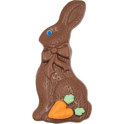 Fruidles Large Easter Chocolate Bunny Holiday Treats, Decorated Solid Smooth Milk Chocolate, Party Bag Fillers, Individually Boxed, Kosher Certified Dairy, 3oz Chocolate Bar Single