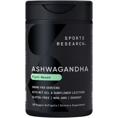 Sports Research Ashwagandha Softgels with Coconut MCT Oil - Natural Ayurvedic Adaptogen Made with Shoden Ashwa for Relaxation, Calm Sleep Support - Gluten Free Vegan Friendly - 120 Count