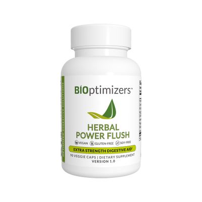 BIOptimizers Herbal Power Flush - Extra Strength Digestive Cleanse - Eliminate Toxins Improve Bowel Digestion - Bloating Discomfort Relief for Adults - 90 Capsules