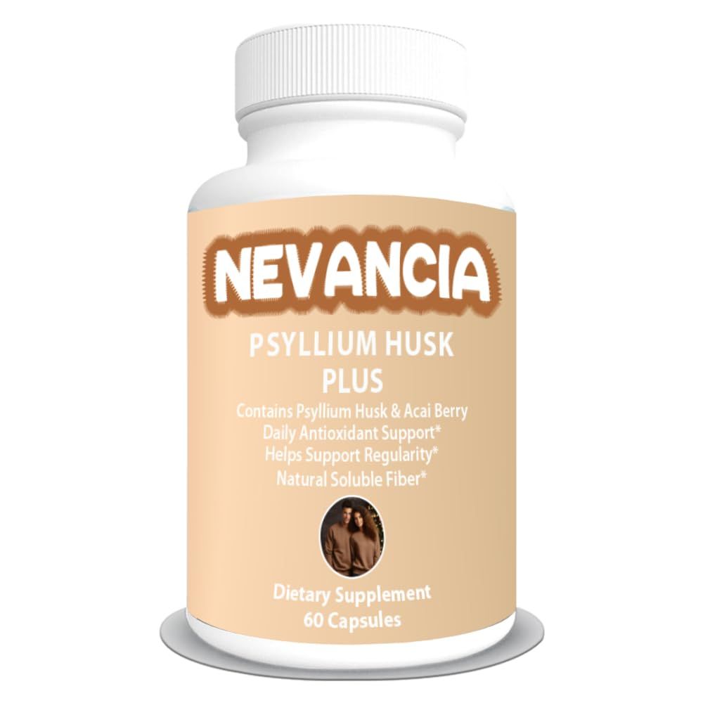 Nevancia Psyllium Husk, Acai Berry, Natural Soluble Fiber, Prebiotic Fiber, Bulk Laxative, Supports Gut Health, Helps with Constipation, Diarrhea, Antioxidant Support, Extra Strength