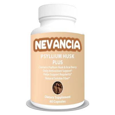 Nevancia Psyllium Husk, Acai Berry, Natural Soluble Fiber, Prebiotic Fiber, Bulk Laxative, Supports Gut Health, Helps with Constipation, Diarrhea, Antioxidant Support, Extra Strength