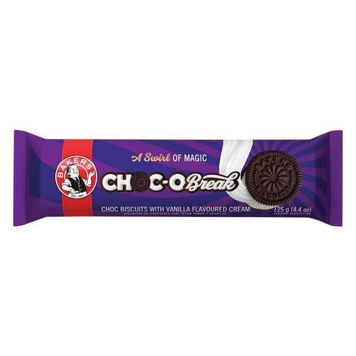 Bakers - Choc-o Break - Chocolate Biscuits 125g wVanilla Flavoured Cream 1 Pack