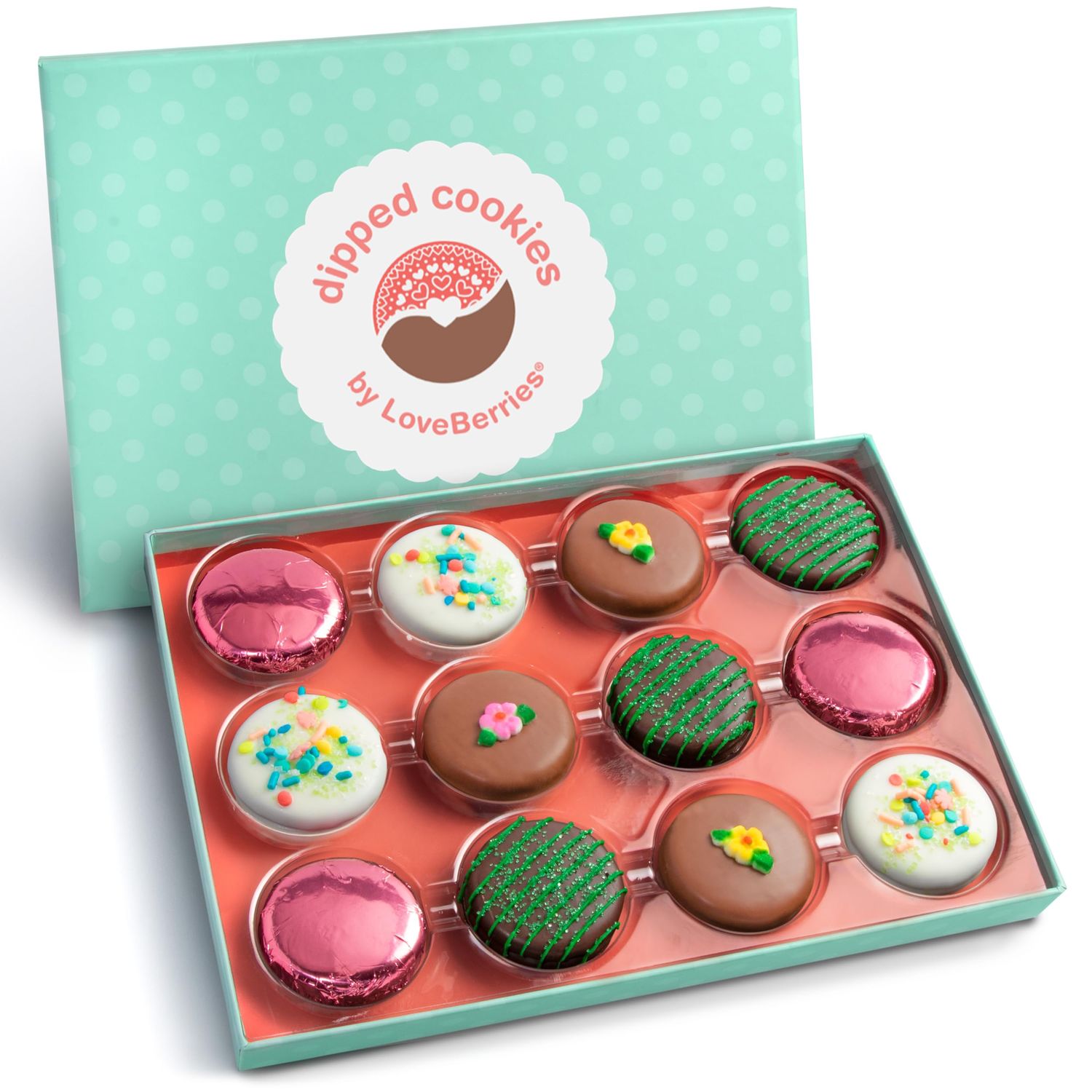 A Gift Inside Spring Fling Chocolatey Covered Sandwich Cookies Gift Box by Love Berries