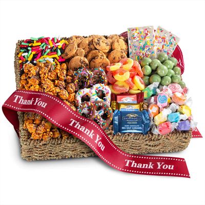 A Gift Inside Thank You Chocolate, Candies Crunch Gift Basket,,