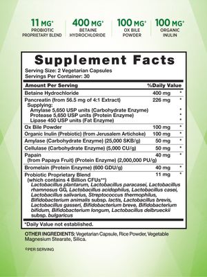 Natures Truth Probiotics with Enzymes 60 Capsules Stomach Friendly for Men and Women Non-GMO Gluten Free Digestive Health Supplement