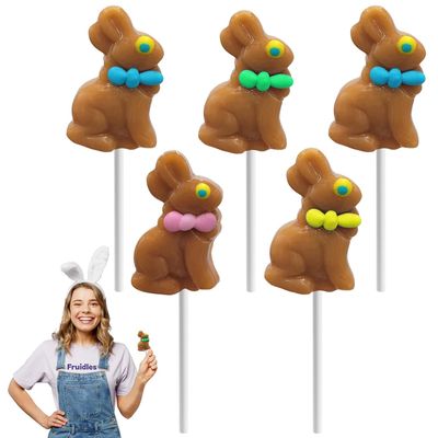 Easter Bunny Lollipops Suckers, Colorful Easter Eggs, Fat-Free, Individually Wrapped Easter Pops 36-Pack