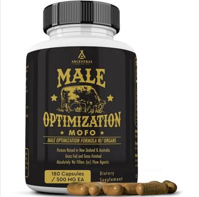 Ancestral Supplements Mofo, Supplements for Men, Support for Energy Levels and Overall Mens Health and Wellness, Non-GMO Grass Fed Beef Organ Supplement with Liver, No Fillers, 180 Capsules