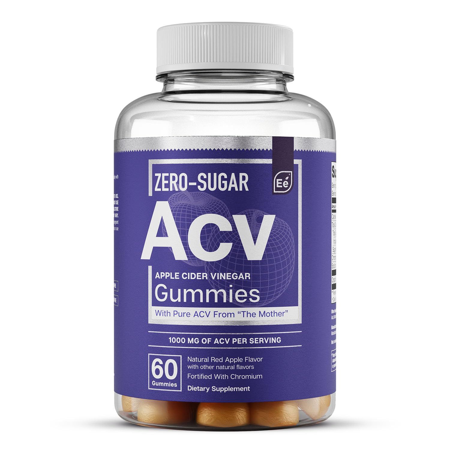 Essential Elements Zero-Sugar ACV Apple Cider Vinegar Gummies from The Mother - Naturally-Sourced, Vegan ACV Gummies with Chromium 60 Count