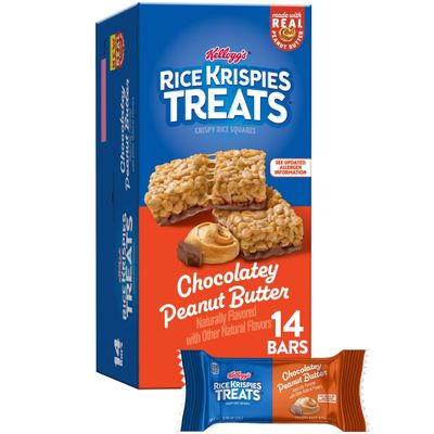 Rice Krispies Treats Crispy Rice Squares, Snack Bars, Chocolatey Peanut Butter, 10.8oz Box 14 Count