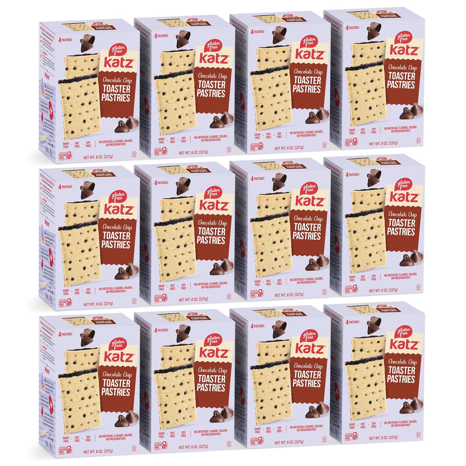 Katz Gluten Free Toaster Pastries. Chocolate Chip. Easy Breakfast Food Or Anytime Snacks For Adults Kids. Sesame Free, Dairy Free, Nut Free, Peanut Free, Soy Free. Kosher Snacks 8 OZ Pack Of 12