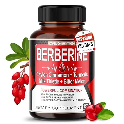 Berberine Supplement - Enhanced with Ceylon Cinnamon, Turmeric, Milk Thistle, Bitter Melon for Digestion, Immunity Weight Managament 150 Count Pack of 1