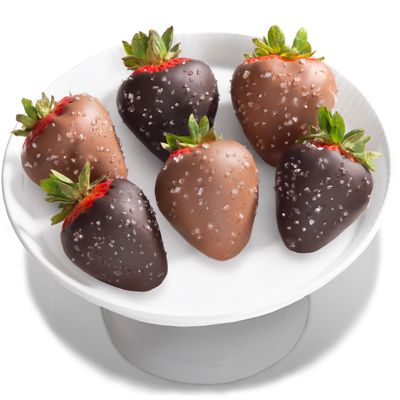 6 Milk Dark Chocolatey Sea Salt Covered Strawberries by Love Berries