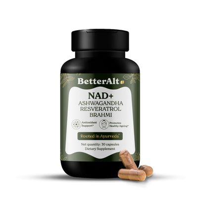 Better Alt NAD Capsules with Ashwagandha, Resveratrol, CoQ10, NAD Precursors Vitamin B3 Supports Longevity Cellular Energy 1-Month Pack