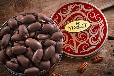 Fresh Dark Chocolate Covered Georgia Pecans Gift Basket Tin Mascot Pecan Candy Kitchen since 1955