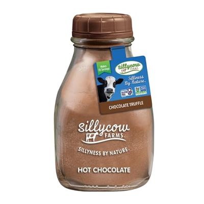 Sillycow Farms Hot Chocolate Mix Truffle Flavor Vegan, Nut Free Certified Quality Cocoa Powder Gluten-Free, Non-GMO Dairy-Free Reusable Packaging 16.9 Oz Reusable Glass Bottle - Pack of 1