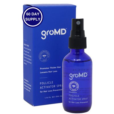 GroMD Hair Loss Serum, Hair Growth Treatment, Regrowth, Follicle Activator Spray, Argan Oil, Biotin Caffeine, Thickening, Doctor Developed, DHT Blocking Ingredients, 60 Day Supply