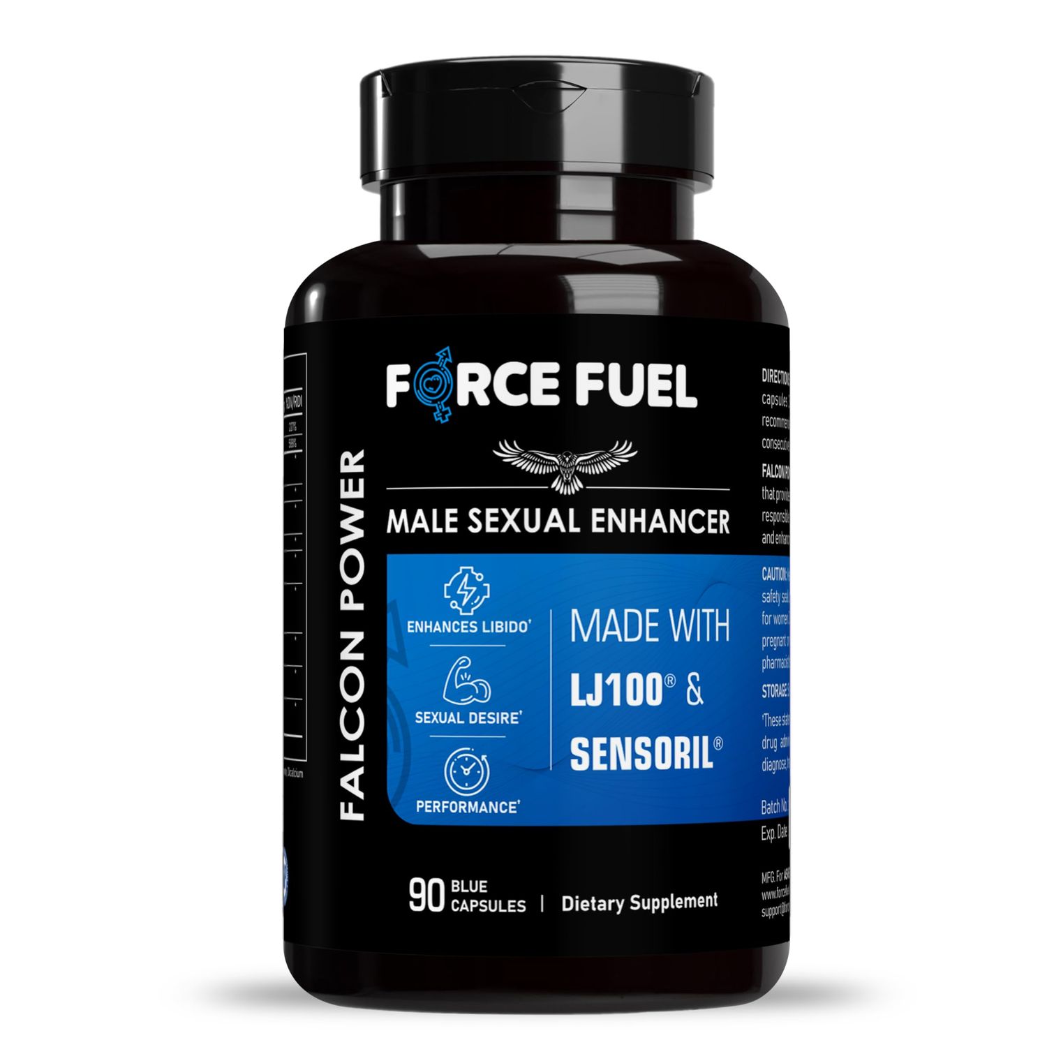 Herbal Supplement Sex Pills for Men - Last Longer in Bed and Enhance Erection Sensitivity - Includes Lab-Tested LJ100 Tongkat Ali Sensoril Ashwagandha - 30 Doses for Men Aged 25-60 - Falcon Power