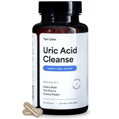 Yuri Care Natural Uric Acid Cleanse - Detox with 2000mg Celery Seed Extract, 1000mg Chanca Piedra Stone Breaker, Tart Cherry Capsules - Kidney Cleanse Supplement for Uric Acid Flush
