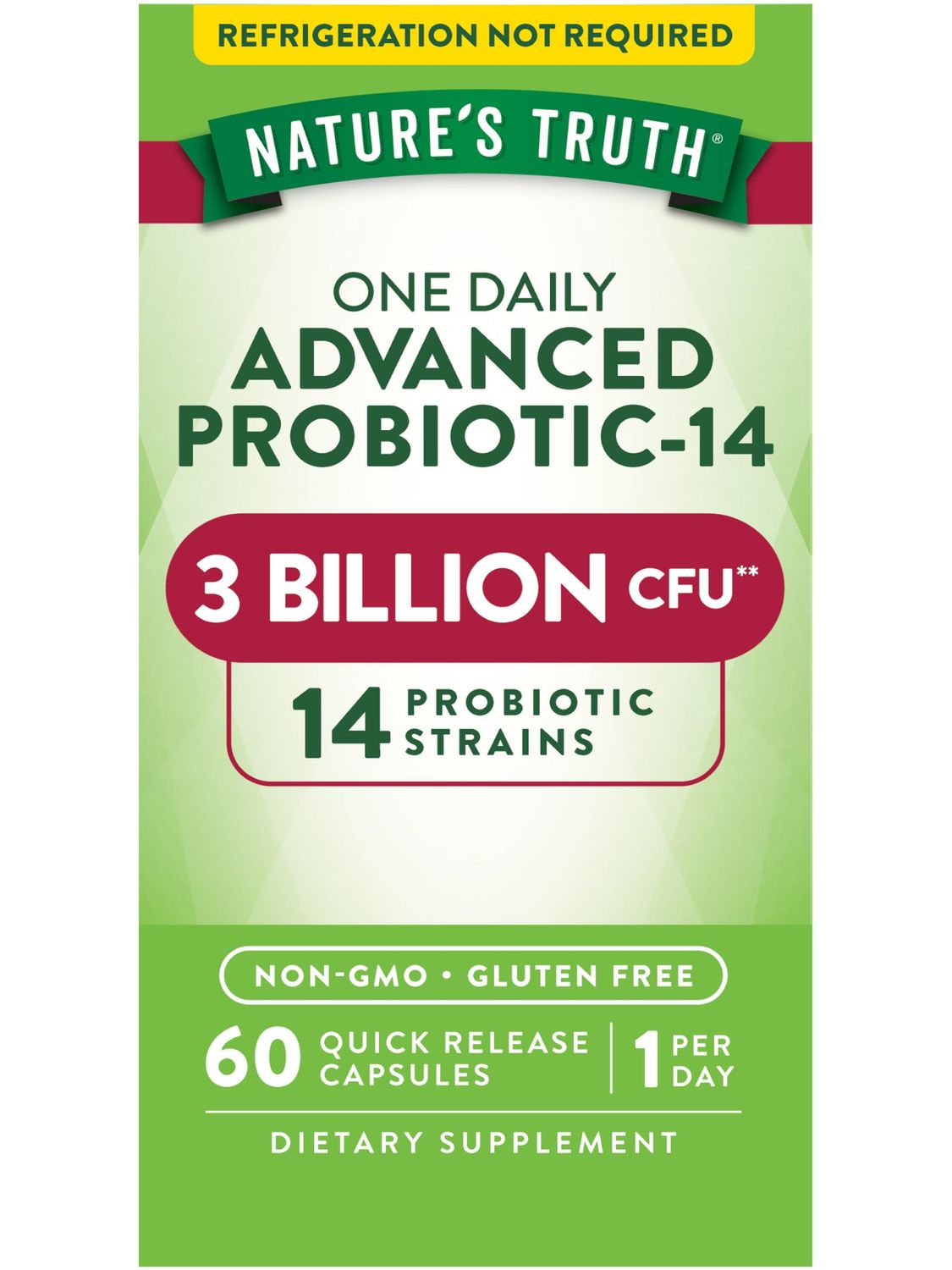 Natures Truth Probiotics Capsules 3 Billion CFU 60 Count for Men and Women 14 Strains Non-GMO Gluten Free Supplement