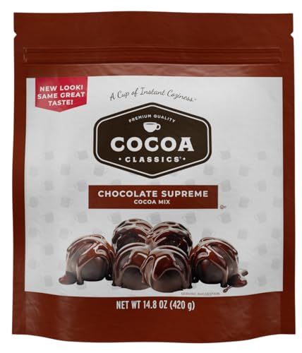 Cocoa Classics Chocolate Supreme Cocoa Mix Made with Nonfat Milk Just Add Hot Water Gluten Free Kosher Dairy Friendly 14.8 oz Pouch Pack of 1