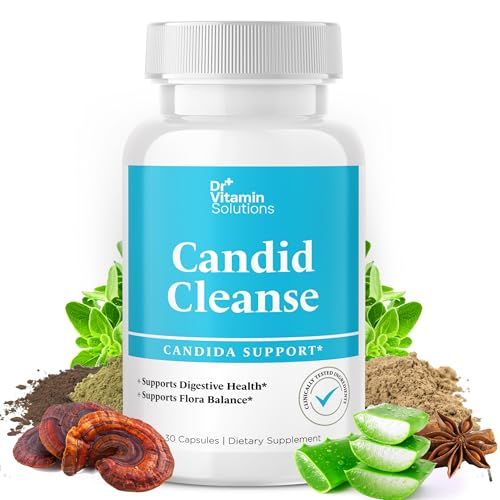 Dr. Vitamin Candida Cleanse Supplement for Men Women Supports Digestive Health Flora Balance Includes Oregano Leaf Powder, Caprylic Acid LactoSpore for Detox Gut Health 30 Capsules
