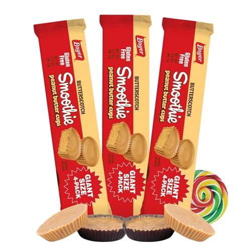 Sweetzo - Boyer Butterscotch Peanut Butter Cups, Smooth and Creamy Candy, Individually Wrapped, 4 Pieces Per Sleeve Pack of 3