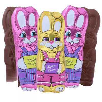Needzo Solid Crispy Chocolate Bunny Rabbit, Easter Basket Candy, 4.25 Ounces Pack of 3