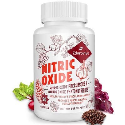 Zdoroviye Nitric Oxide Supplement for Men, 2,255mg Per Serving - 13 in 1 Nitric Oxide Precursor Nitric Oxide Phytonutrients Complex for Heart, Immune - 90 Capsules 1 Pack