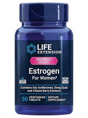 Life Extension Estrogen for Women, Helps Relieve hot Flashes and Night Sweats, Soy isoflavones, Norway Spruce Extract, chasteberry, Hormone-Free, Gluten Free, Non-GMO, Vegetarian, 30 Tablet