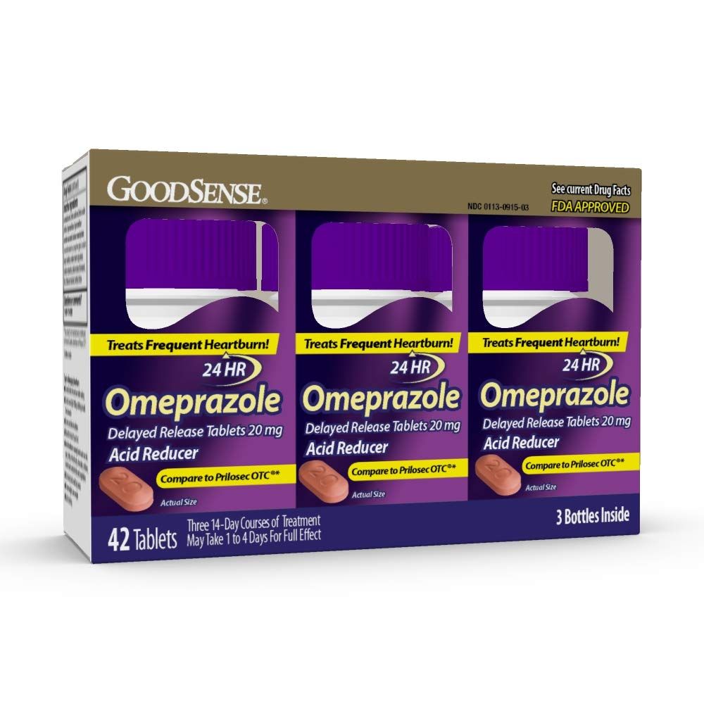 GoodSense Omeprazole Delayed Release Tablets 20 mg, Stomach Acid Reducer for Frequent Heartburn Treatment, 42 Count