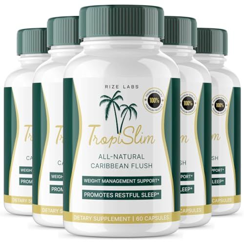 Official 5 Pack Tropislim, Tropislim All Natural Caribbean Flush, Weight Loss Supplement, Tropislim Slimming Capsules for Women, Healthy Lifestyle Leaner Physique, Tropical Reviews 300 Capsules