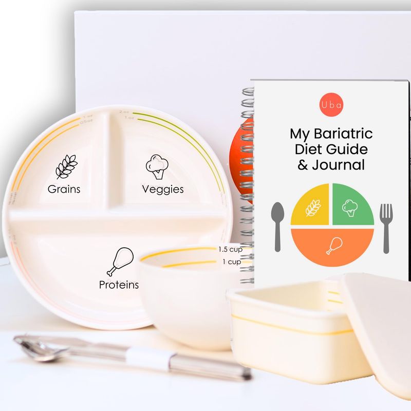 Uba Bariatric Must Haves Kit for Pre Post Surgery Diet with Essential Portion Control Tools and Bariatric Guide for Gastric Sleeve, Bariatric VSG Bariatric Must Haves Kit