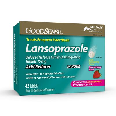 GoodSense Lansoprazole Delayed Release Orally Disintegrating Tablets 15 mg, Acid Reducer, Strawberry Flavor, 42 Count Pack of 1