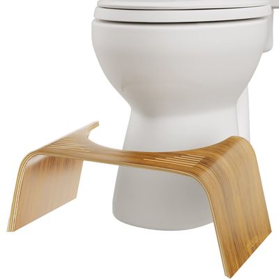 Squatty Potty Slim Teak Toilet Stool - 7-inch Height Original Bathroom Wood Stool for Natural Positioning