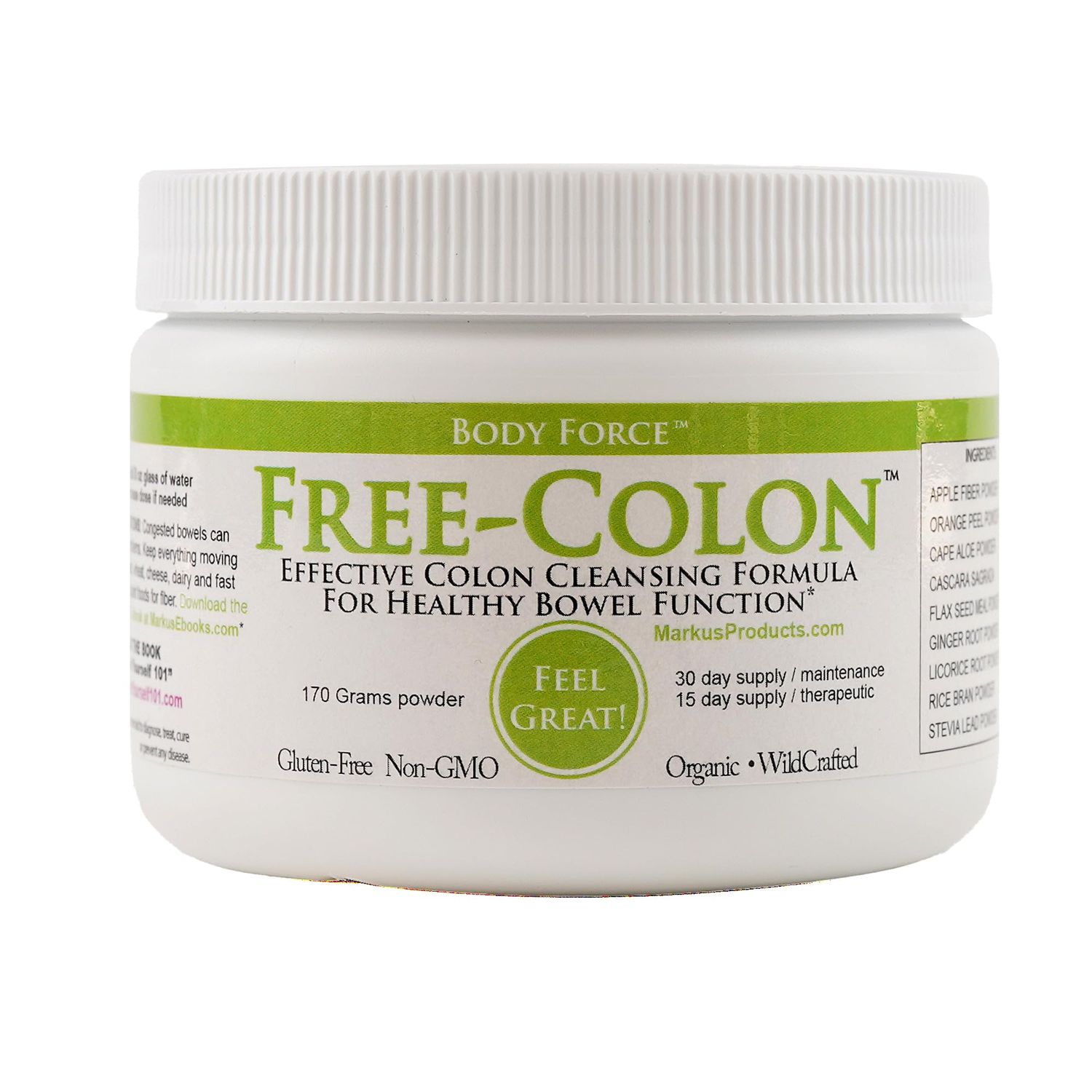 Colon Formula Powder by Markus- Comprehensive Colon Cleansing Formula - Fiber-Rich for Toxin Absorption - Aloe, Ginger, Citrus Flavonoids Cascara Sagrada - Gentle Effective Detoxification