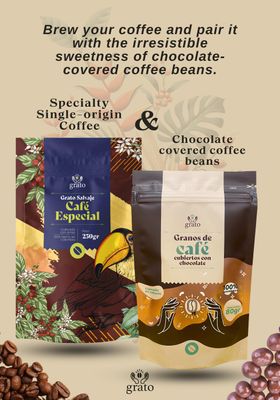 Grato Specialty Coffee Kit - Whole Bean (250g)  Chocolate-Covered Beans (80g)  Premium Colombian Coffee &amp; Gourmet Snack