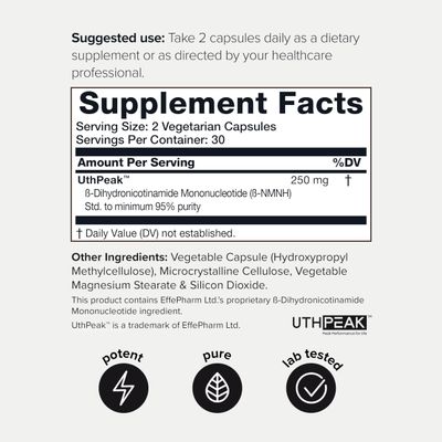 NMNH Supplement - Clinically Studied UthPeak - 95 Highly Purified Third-Party Tested for NAD Healthy Aging Support