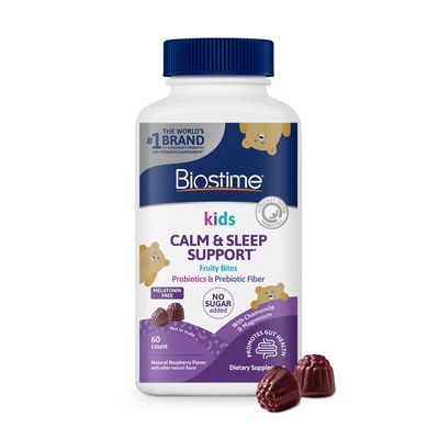 Biostime Kids Sleep Fruity Bites Ages 4 Includes Probiotics Calm magnesium gummies for kids Melatonin Free calm gummies for Sleep aid No added sugar 60 Count
