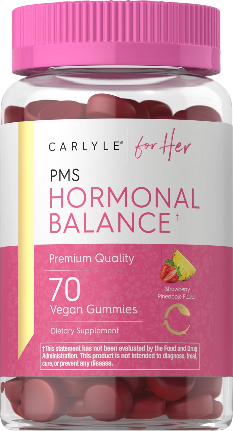 Carlyle Hormonal Balance for Women PMS Supplement 70 Gummies Vitamin Complex with Iron Vegan, Non-GMO, Gluten Free for Her
