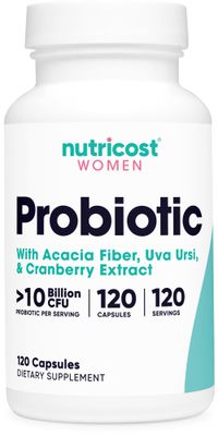 Nutricost Probiotic for Women 10 Billion CFU, 120 Capsules - Complex with Acacia Fiber, Uva Ursi Cranberry Extract, Non-GMO Gluten Free