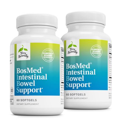 Terry Naturally BosMed Intestinal Bowel Support - Digestive Intestinal Support Supplement - Gut Health Support with Coriander, Fennel, Carraway Peppermint - 60 Softgels Pack of 2