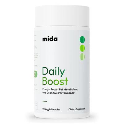 Mida Health Daily Boost 3-in-1 Energy, Focus Fat Loss Support Natural Caffeine, Ginseng, Ginkgo Biloba, CoQ10, 5-MTHF, 7-Keto DHEA 30 Servings