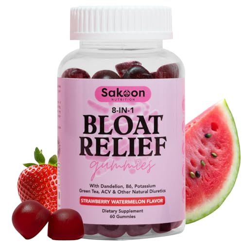 Sakoon nutrition Bloating Relief Gummies for Women - Green Tea, ACV, Dandelion, Buchu Leaf, Natural Digestion Support, 60 Gummies, Watermelon Flavor