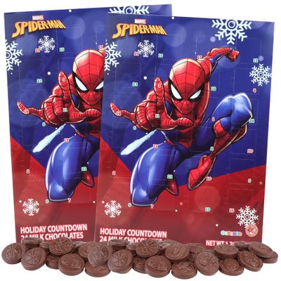 Sweetzo - Candy Advent Calendar, 2024 Spiderman Christmas Countdown with Chocolate, Festive Family Holiday Activity, 1.76 Ounces Pack of 2