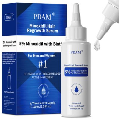 5 Minoxidil for Men Hair Growth Serum - Minoxidil for Women Serum with Biotin for Thicker Healthier, Minoxidil for Men Restore Fuller Beard Hair Growth Oil Unisex 100ML3.38 FL OZ for 3 Months