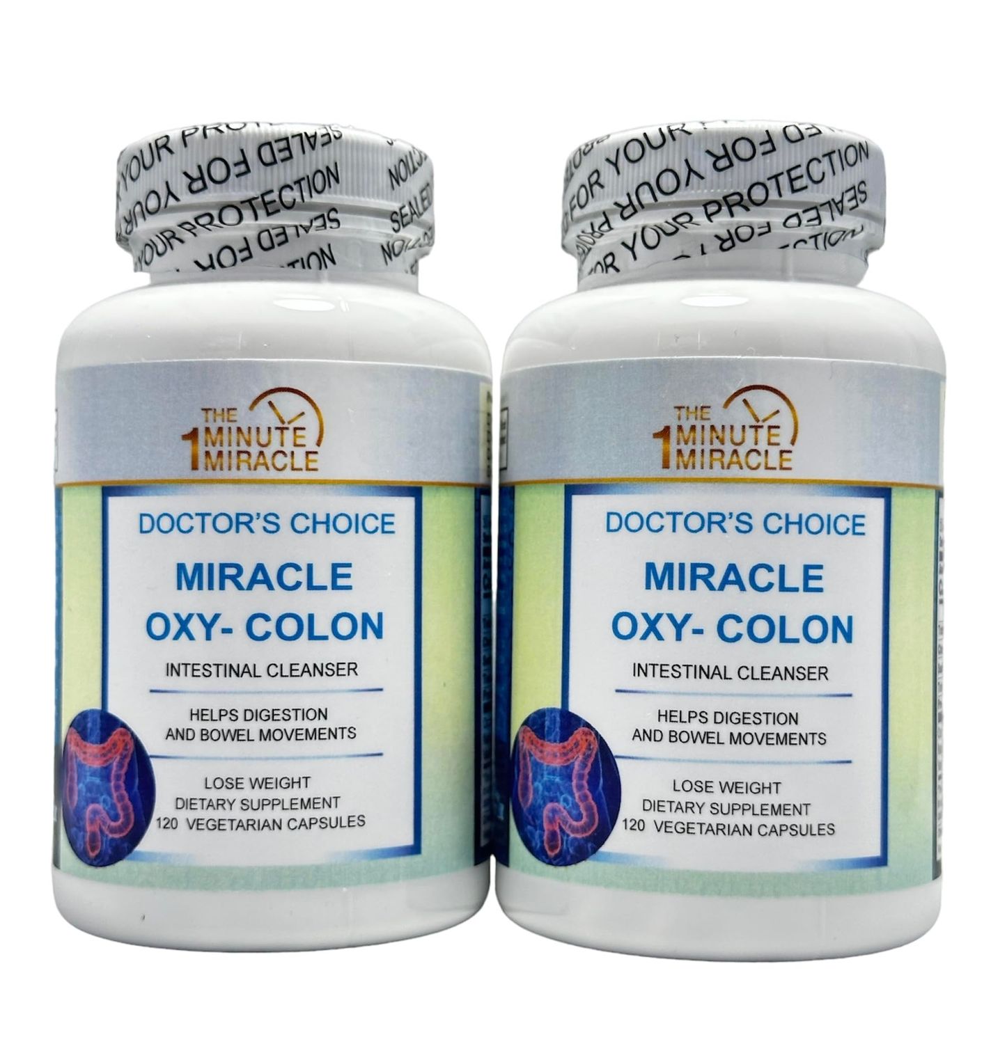 Miracle Oxy-Colon Cleanse Vegan Colon Cleanser - 2 Bottles - 120 Vegatarian Capsules Per Bottle