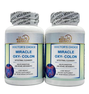 Miracle Oxy-Colon Cleanse Vegan Colon Cleanser - 2 Bottles - 120 Vegatarian Capsules Per Bottle